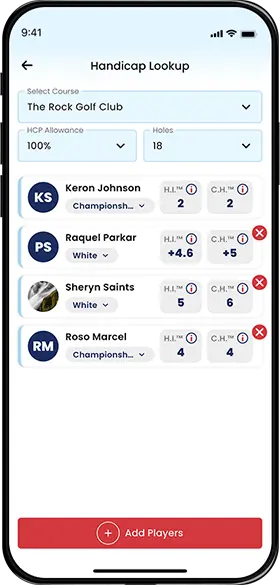 Handicap Lookup Screen